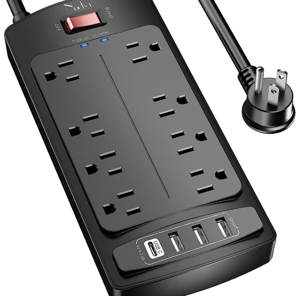 Surge Protector Power Strip - Nuetsa Flat Plug Extension Cord with 8 Outlets
